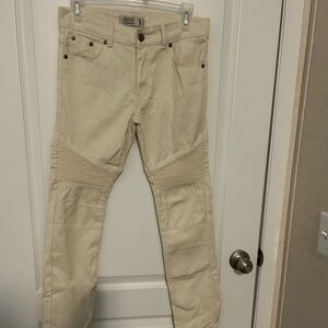 Cream Moto Style Pants